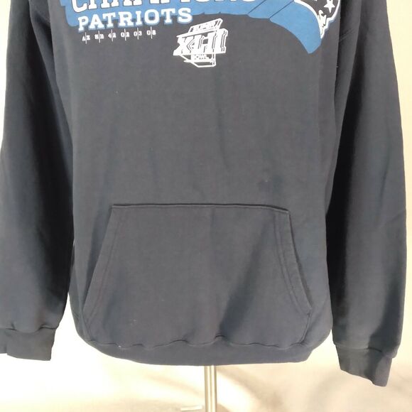 New England Patriots hoodie sweatshirt sweater adult Men's large blue Super Bowl - Picture 4 of 11